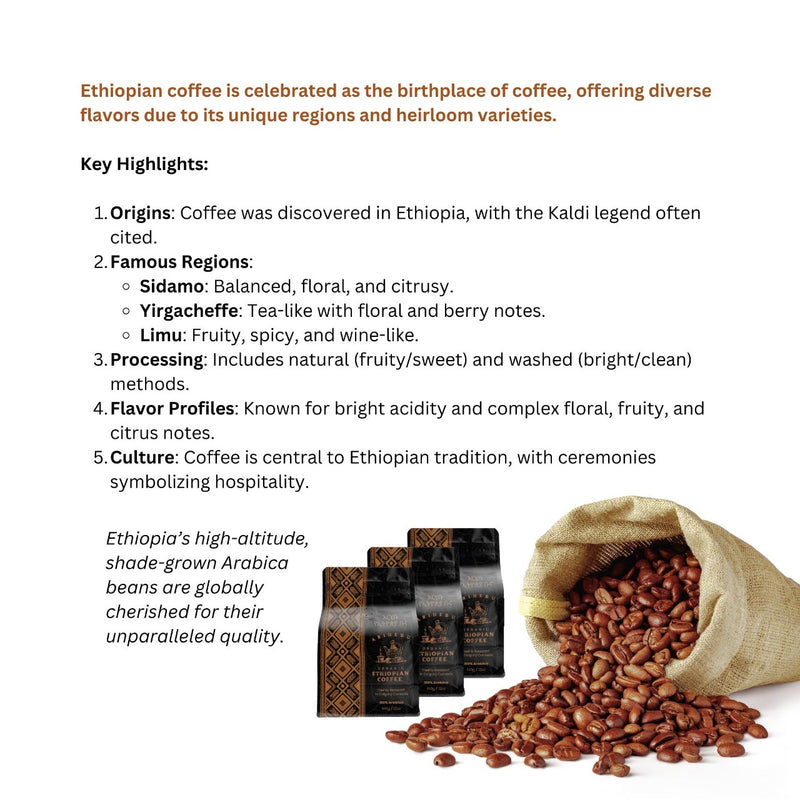 340g Ethiopian Sidamo Coffee - Single-Origin Arabica, Freshly Roasted Premium Beans
